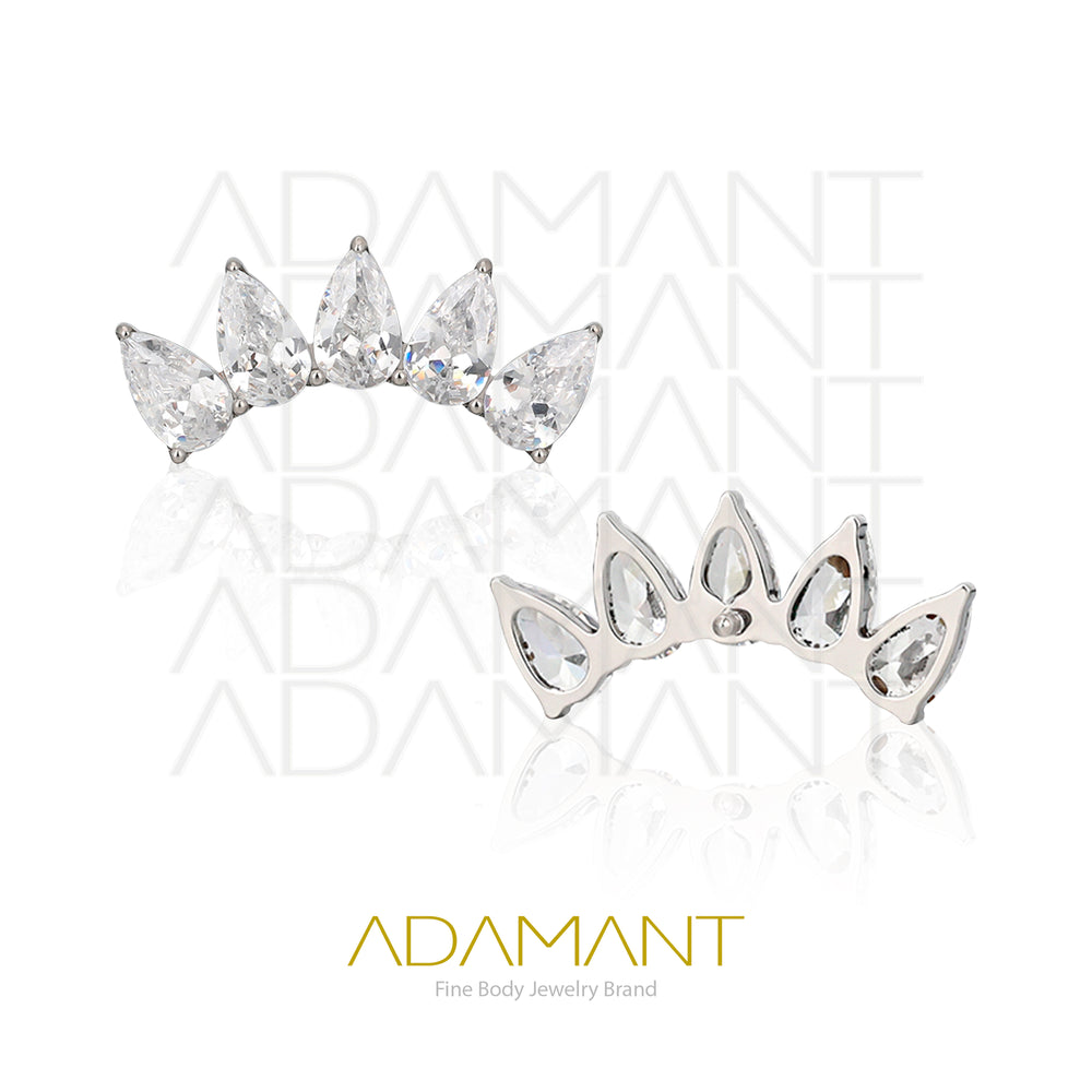 18g - 16g, Titanio Accesorio Rosca, 0.9mm Patrón de rosca, Crown Teardrop, Prong Set, Cubic Zirconia.