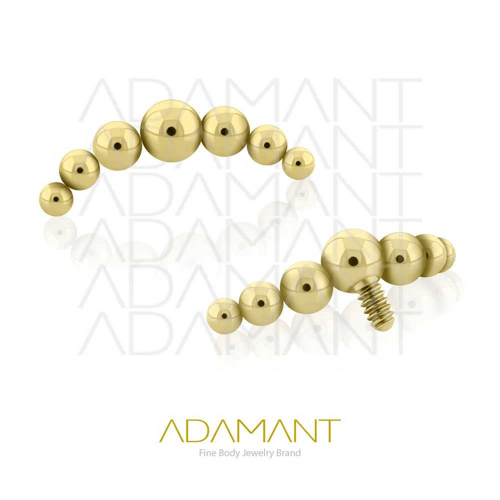 18g - 16g, Titanio Platizado Dorado Accesorio Rosca, 0.9mm Patrón de rosca, Seven Ball Curved.