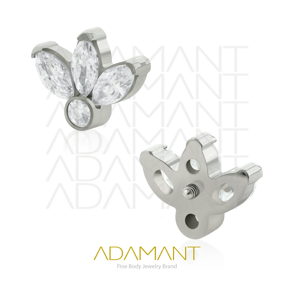 18g - 16g, Titanio Accesorio Rosca, 0.9mm Patrón de rosca, Dawn Marquise, Prong Set, Cubic Zirconia.