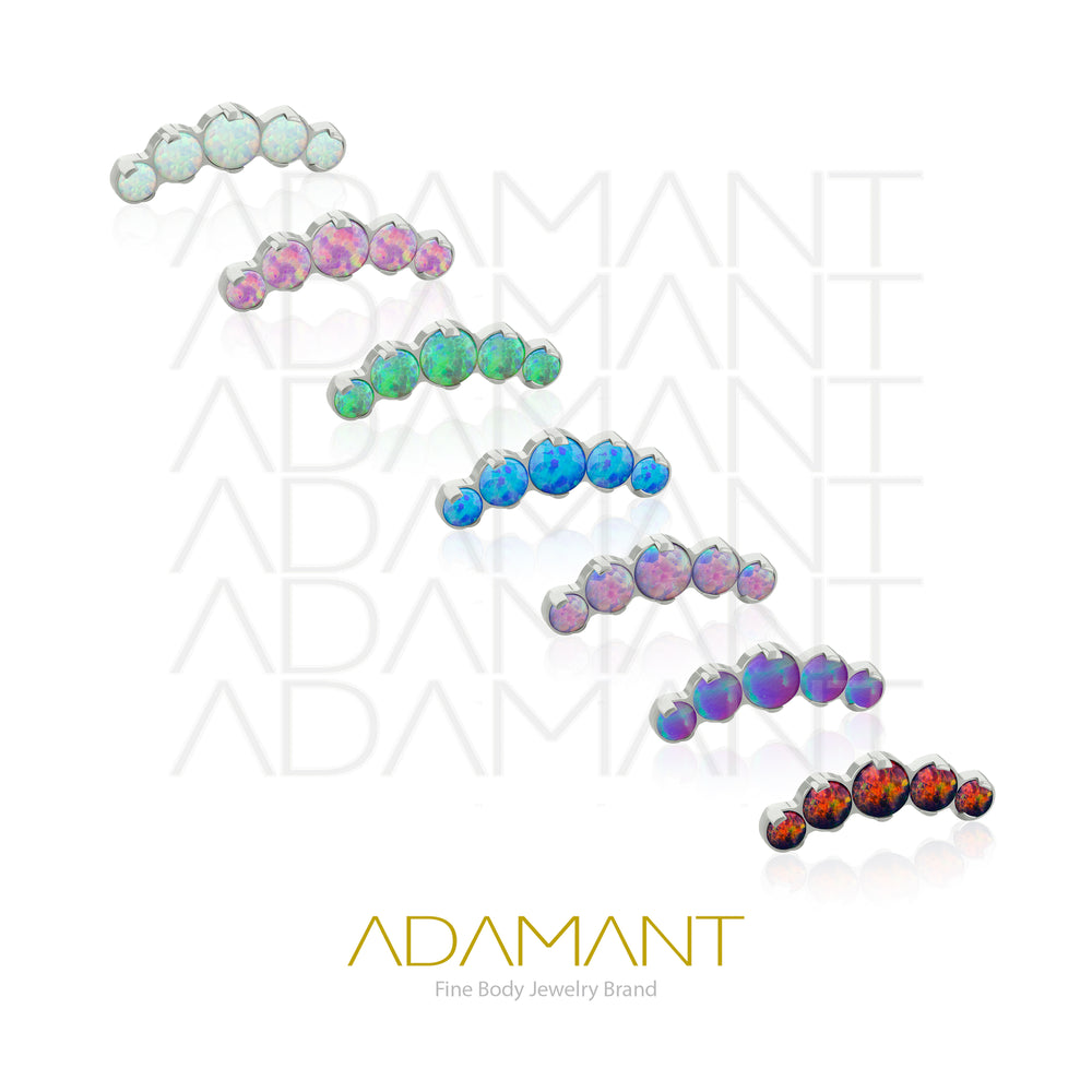 18g - 16g, Titanio Accesorio Rosca, 0.9mm Patrón de rosca, Five Curved, Prong Set, Opal.