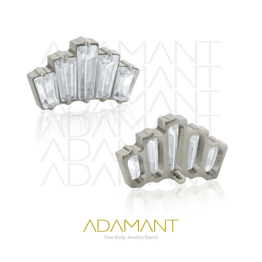 18g - 16g, Titanio Accesorio Rosca, 0.9mm Patrón de rosca, Five baguette, Prong Set, Cubic Zirconia.