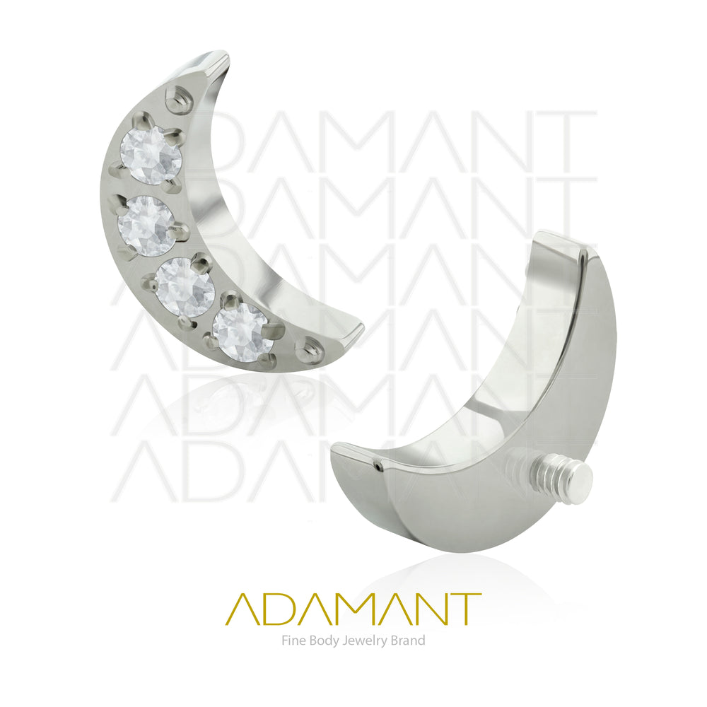 18g - 16g, Titanio Accesorio Rosca, 0.9mm Patrón de rosca, Luna Prong Set, Cubic Zirconia.