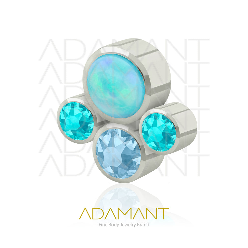 18g - 16g, Titanio Accesorio Rosca, 0.9mm Patrón de rosca, Four Cluster, Bezel Set, Cubic Zirconia y Opal.