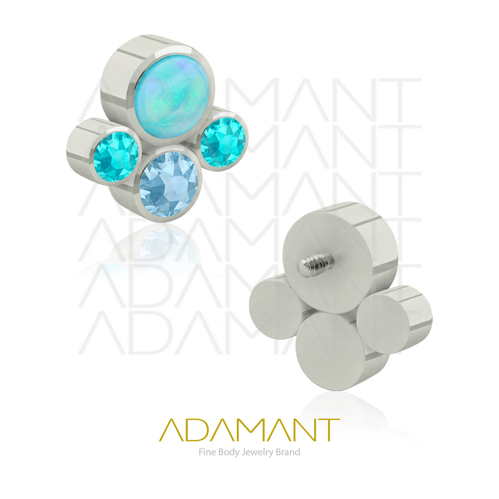 18g - 16g, Titanio Accesorio Rosca, 0.9mm Patrón de rosca, Four Cluster, Bezel Set, Cubic Zirconia y Opal.