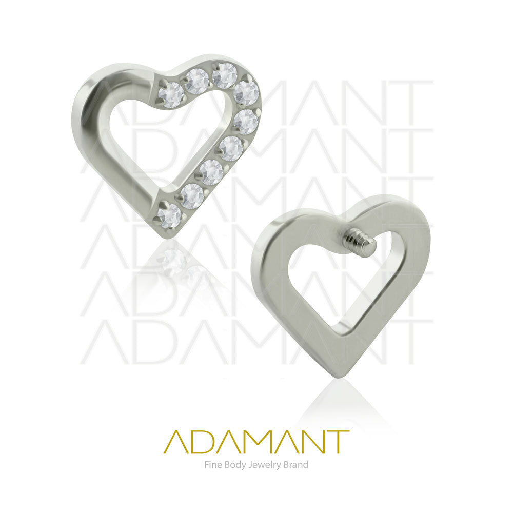 18g - 16g, Titanio Accesorio Rosca, 0.9mm Patrón de rosca, Heart frame, Prong set, Cubic Zirconia..