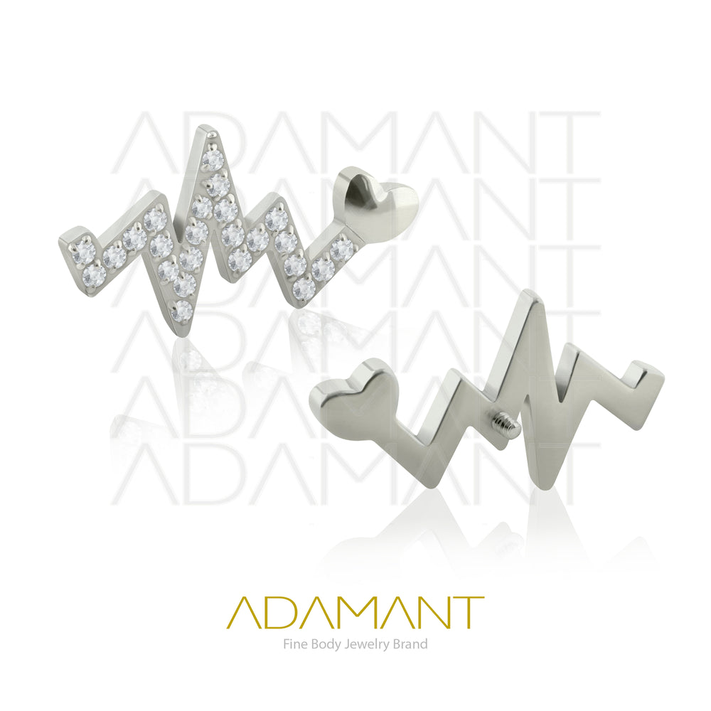 18g - 16g, Titanio Accesorio Rosca, 0.9mm Patrón de rosca, Heart rate, Prong Set, Cubic Zirconia.