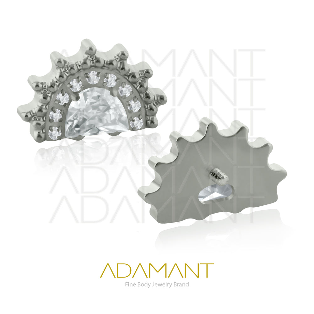 18g - 16g, Titanio Accesorio Rosca, 0.9mm Patrón de rosca, D Aztec, Bezel Set, Cubic Zirconia.