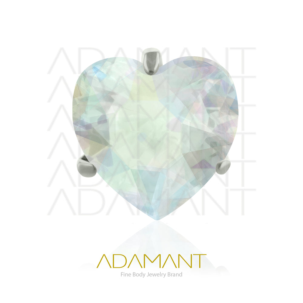 18g - 16g, Titanio Accesorio Rosca, 0.9mm Patrón de rosca, Corazon Prong Set, Cubic Zirconia.