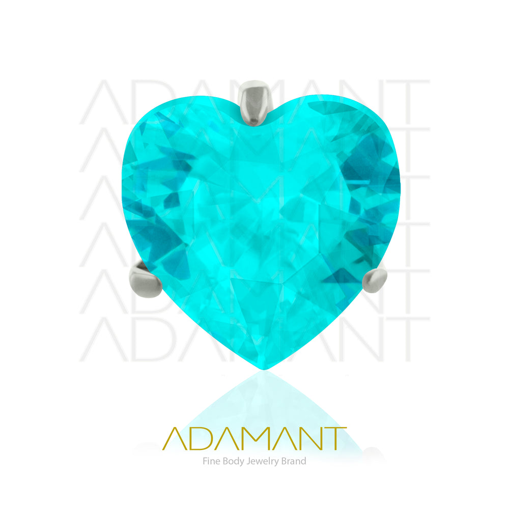 18g - 16g, Titanio Accesorio Rosca, 0.9mm Patrón de rosca, Corazon Prong Set, Cubic Zirconia.