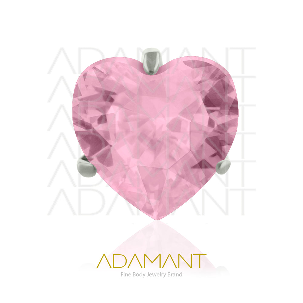 18g - 16g, Titanio Accesorio Rosca, 0.9mm Patrón de rosca, Corazon Prong Set, Cubic Zirconia.