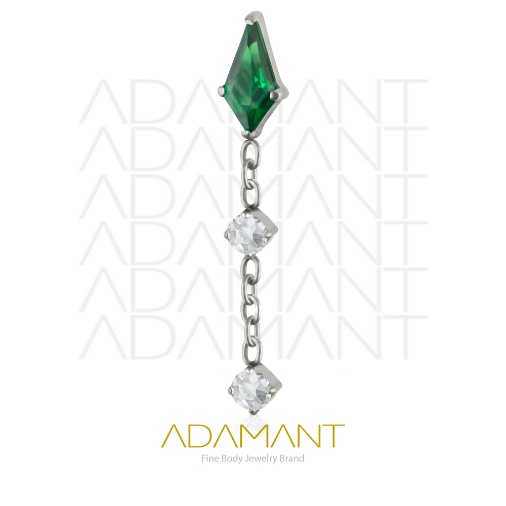 18g - 16g, Titanio Accesorio Rosca, 0.9mm Patrón de rosca, Spike Gem, Prong Set 4, Cubic Zirconia