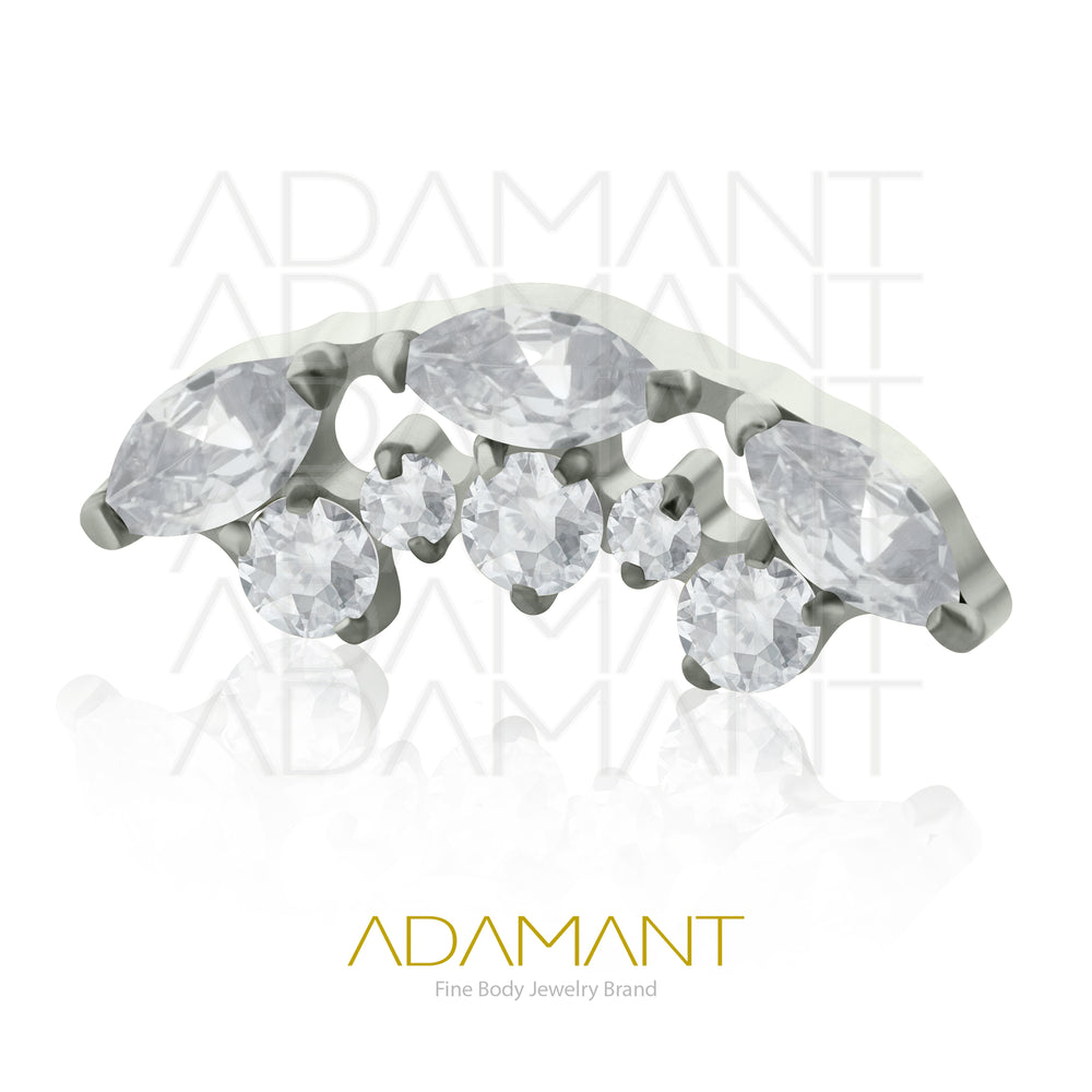 18g - 16g, Titanio Accesorio Rosca, 0.9mm Patrón de rosca, Curved multijewelry, Prong Set, Cubic Zirconia.