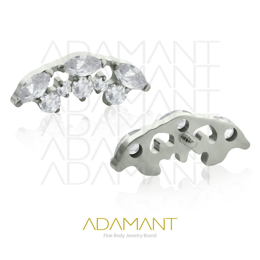 18g - 16g, Titanio Accesorio Rosca, 0.9mm Patrón de rosca, Curved multijewelry, Prong Set, Cubic Zirconia.