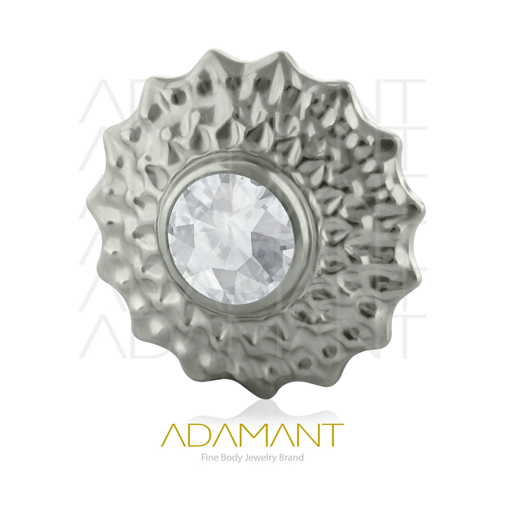 18g - 16g, Titanio Accesorio Rosca, 0.9mm Patrón de rosca, Sun Beveling, Bezel set, Cubic Zirconia.