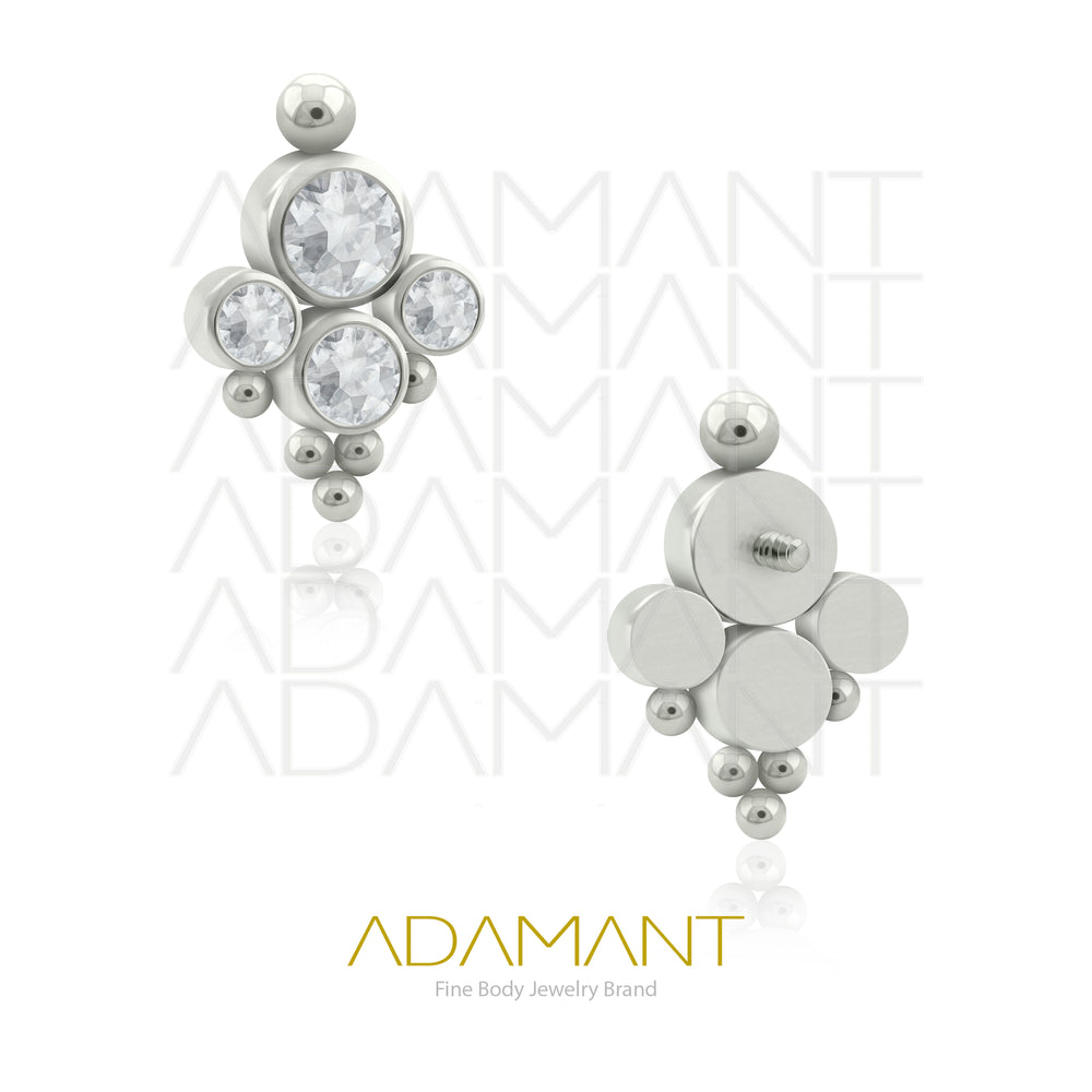 18g - 16g, Titanio Accesorio Rosca, 0.9mm Patrón de rosca, Majestic, Bezel Set, Cubic Zirconia.