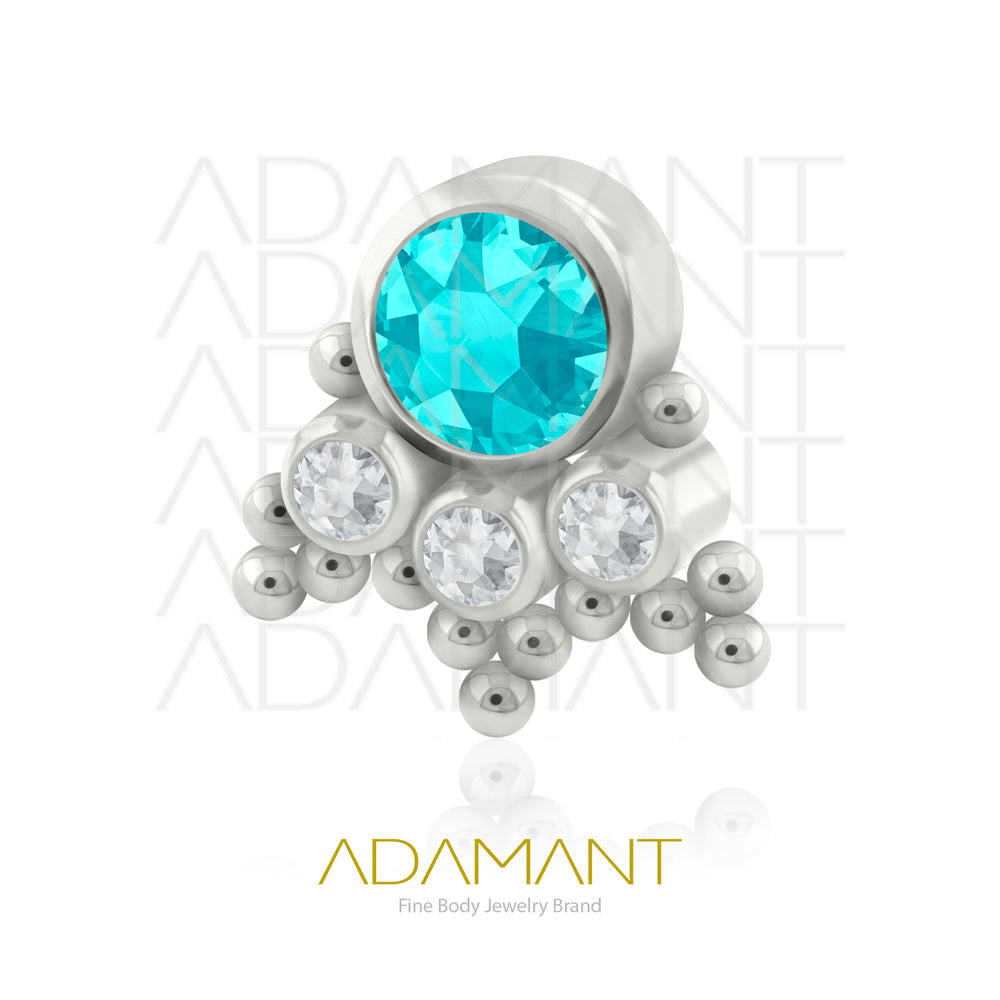 18g - 16g, Titanio Accesorio Rosca, 0.9mm Patrón de rosca, Mercury, Bezel Set, Cubic Zirconia.