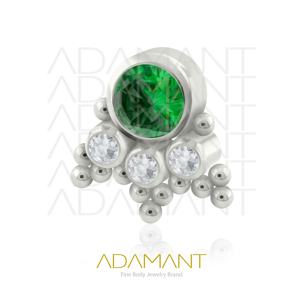 18g - 16g, Titanio Accesorio Rosca, 0.9mm Patrón de rosca, Mercury, Bezel Set, Cubic Zirconia.