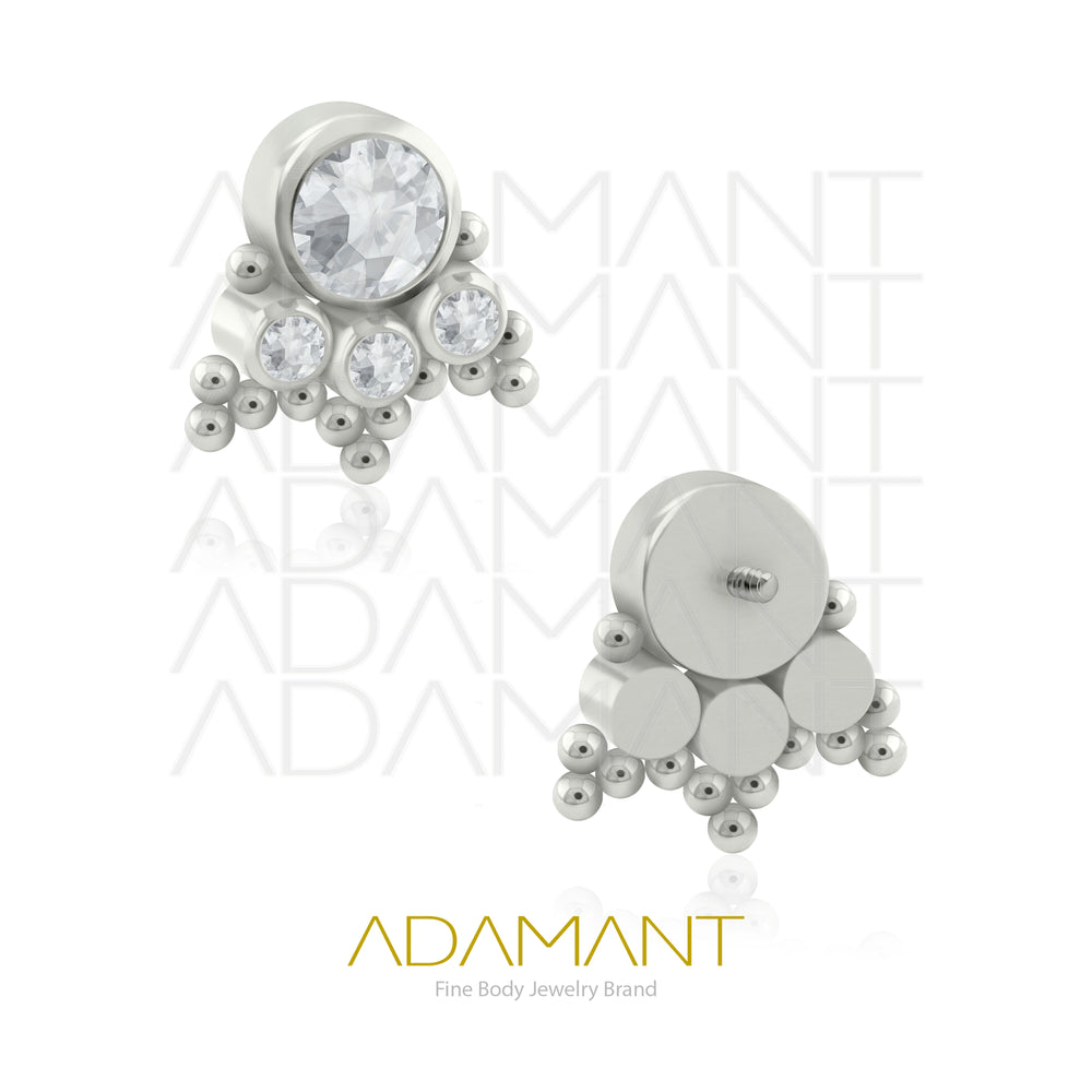18g - 16g, Titanio Accesorio Rosca, 0.9mm Patrón de rosca, Mercury, Bezel Set, Cubic Zirconia.
