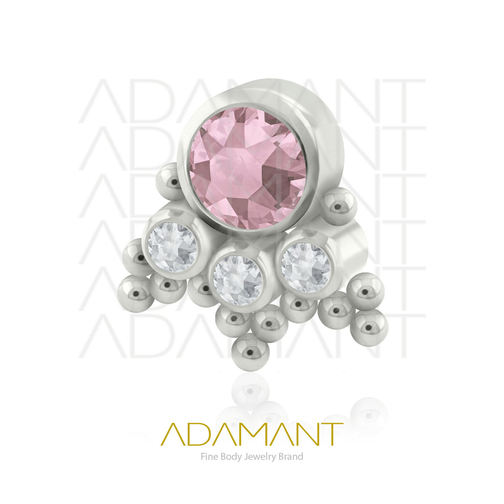 18g - 16g, Titanio Accesorio Rosca, 0.9mm Patrón de rosca, Mercury, Bezel Set, Cubic Zirconia.
