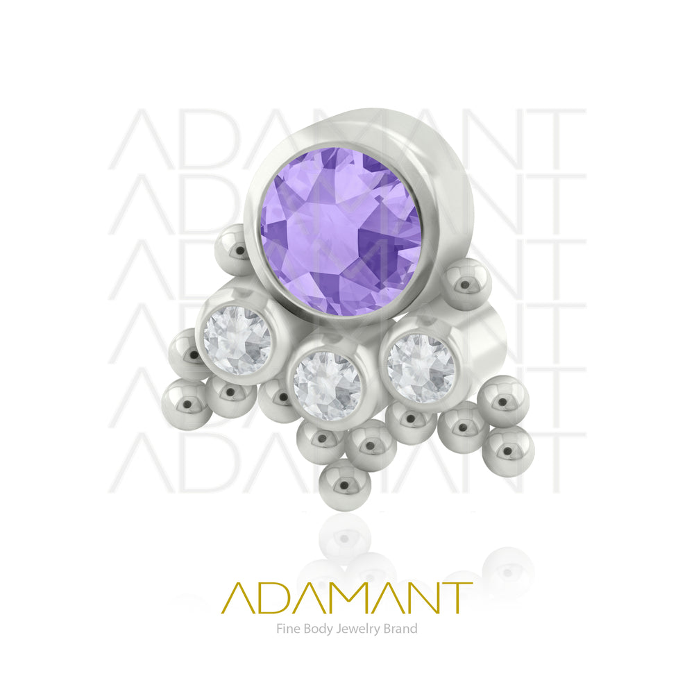 18g - 16g, Titanio Accesorio Rosca, 0.9mm Patrón de rosca, Mercury, Bezel Set, Cubic Zirconia.