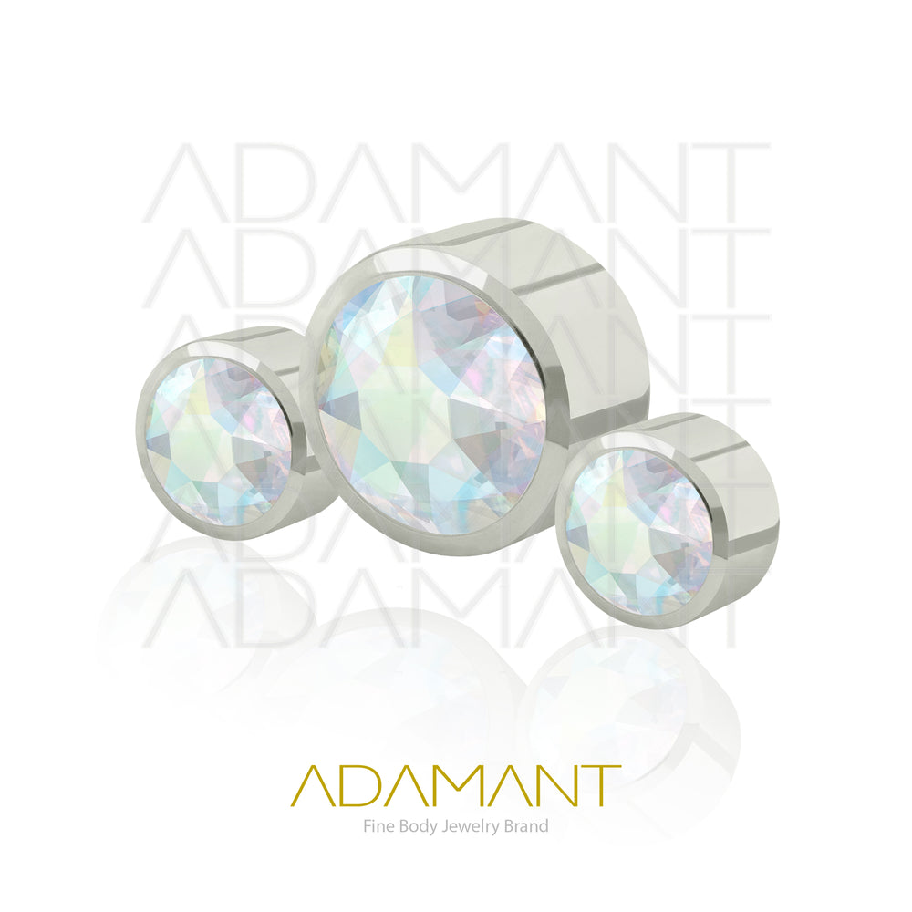 18g - 16g, Titanio Accesorio Rosca, 0.9mm Patrón de rosca, Neptuno, Bezel Set, Cubic Zirconia.