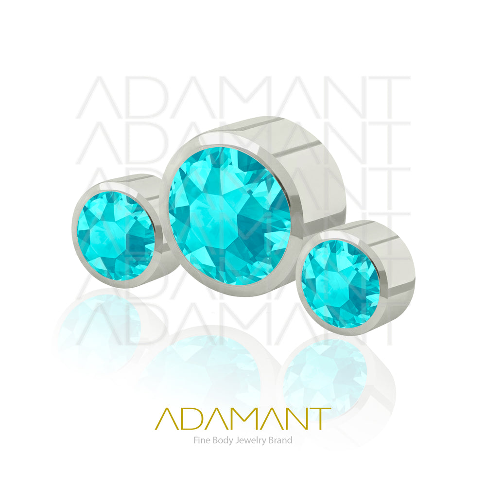 18g - 16g, Titanio Accesorio Rosca, 0.9mm Patrón de rosca, Neptuno, Bezel Set, Cubic Zirconia.