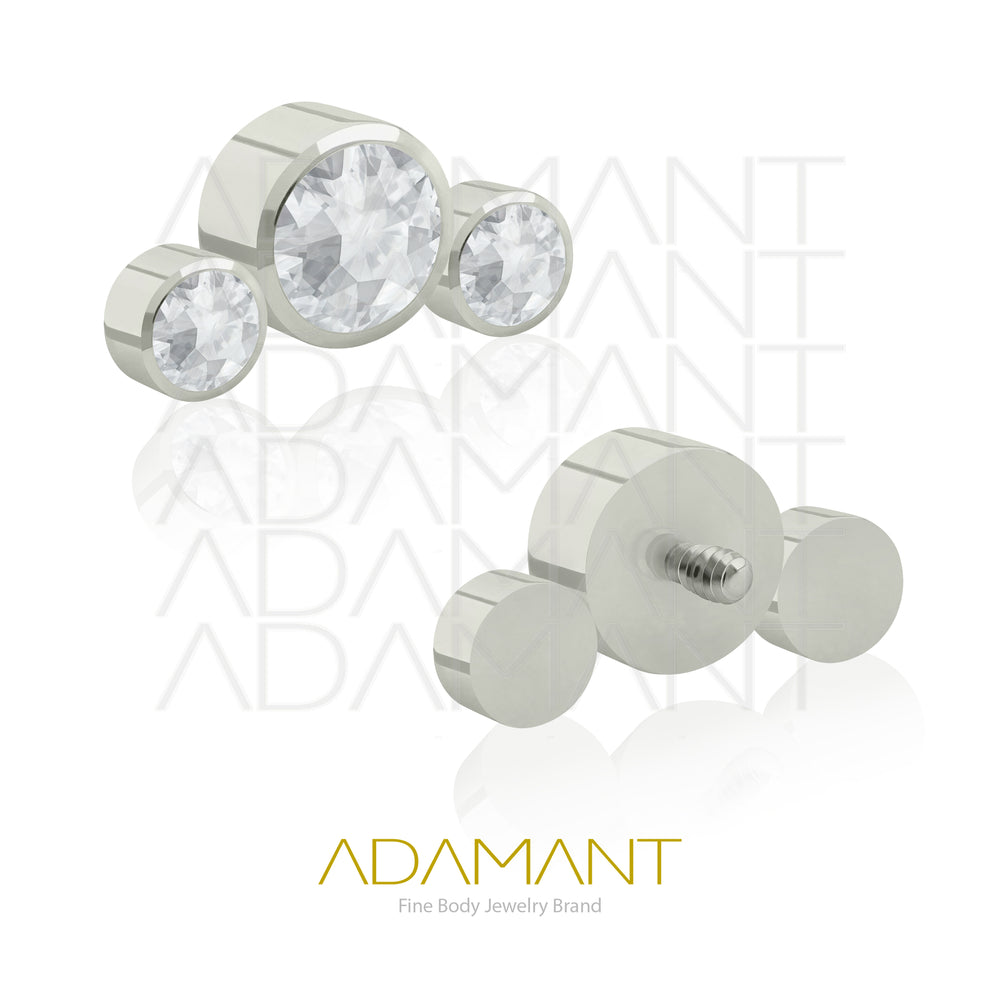 18g - 16g, Titanio Accesorio Rosca, 0.9mm Patrón de rosca, Neptuno, Bezel Set, Cubic Zirconia.