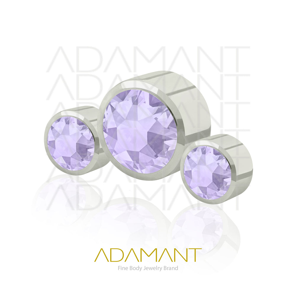 18g - 16g, Titanio Accesorio Rosca, 0.9mm Patrón de rosca, Neptuno, Bezel Set, Cubic Zirconia.