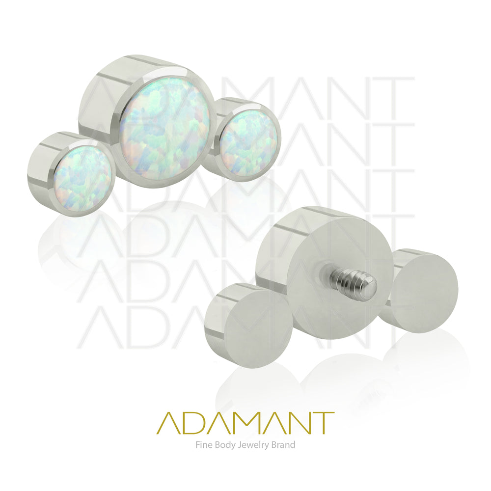 18g - 16g, Titanio Accesorio Rosca, 0.9mm Patrón de rosca, Neptuno, Bezel Set, Cubic Zirconia y Opal.