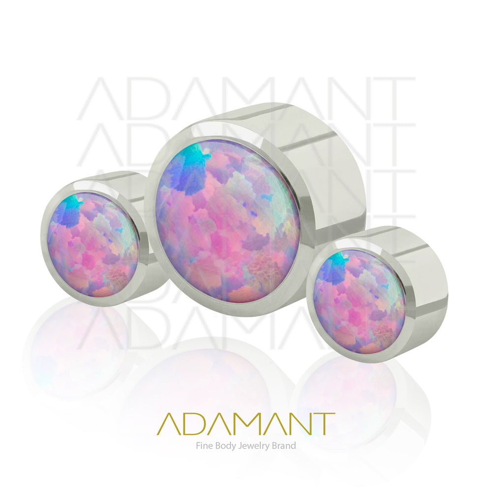 18g - 16g, Titanio Accesorio Rosca, 0.9mm Patrón de rosca, Neptuno, Bezel Set, Cubic Zirconia y Opal.