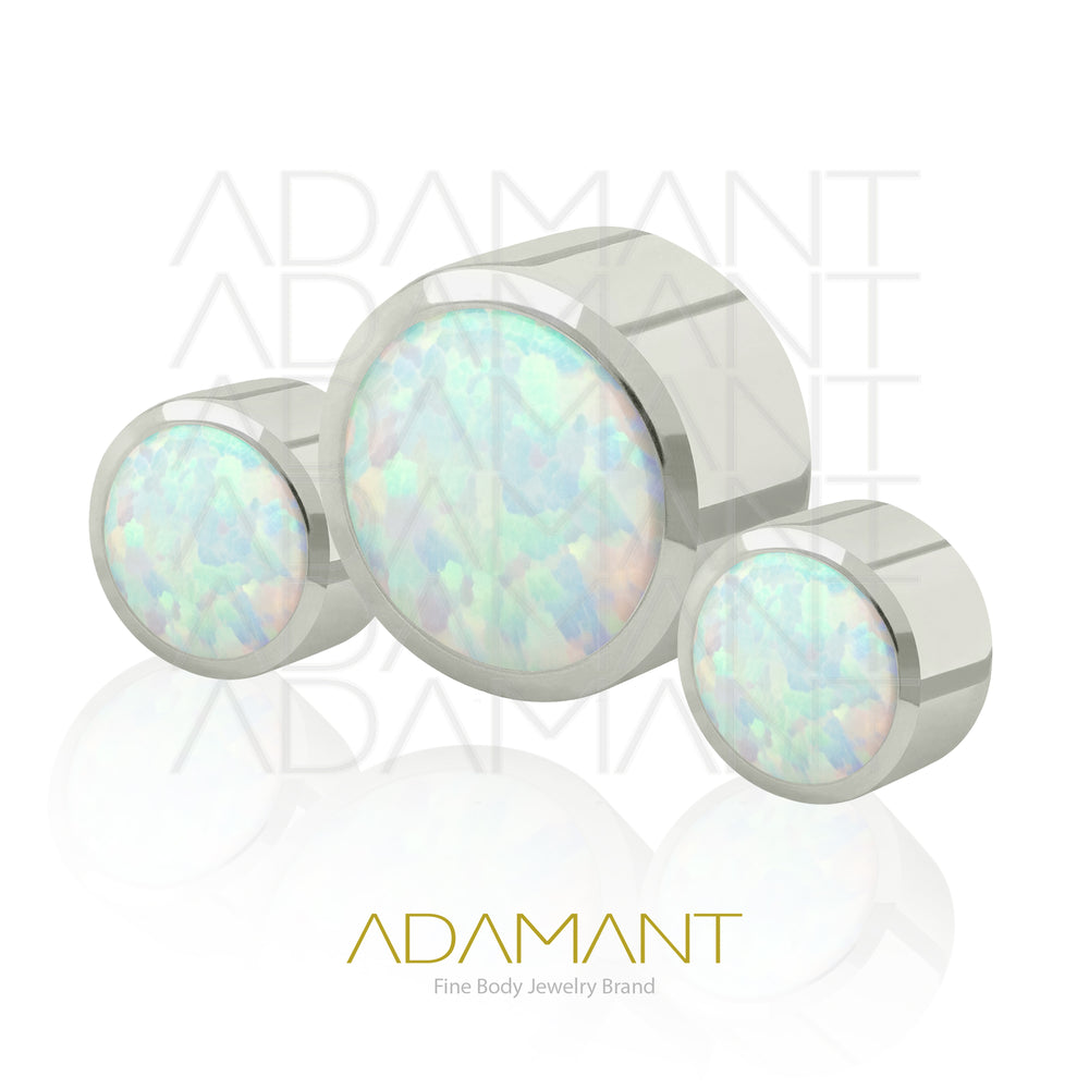 18g - 16g, Titanio Accesorio Rosca, 0.9mm Patrón de rosca, Neptuno, Bezel Set, Cubic Zirconia y Opal.