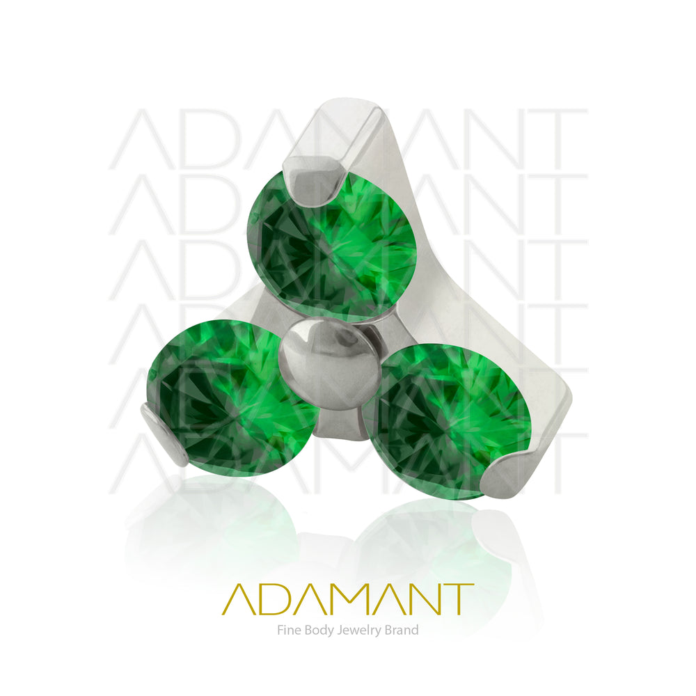 18g - 16g, Titanio Accesorio Rosca, 0.9mm Patrón de rosca, Mini Trinity, Prong Set, Cubic Zirconia.