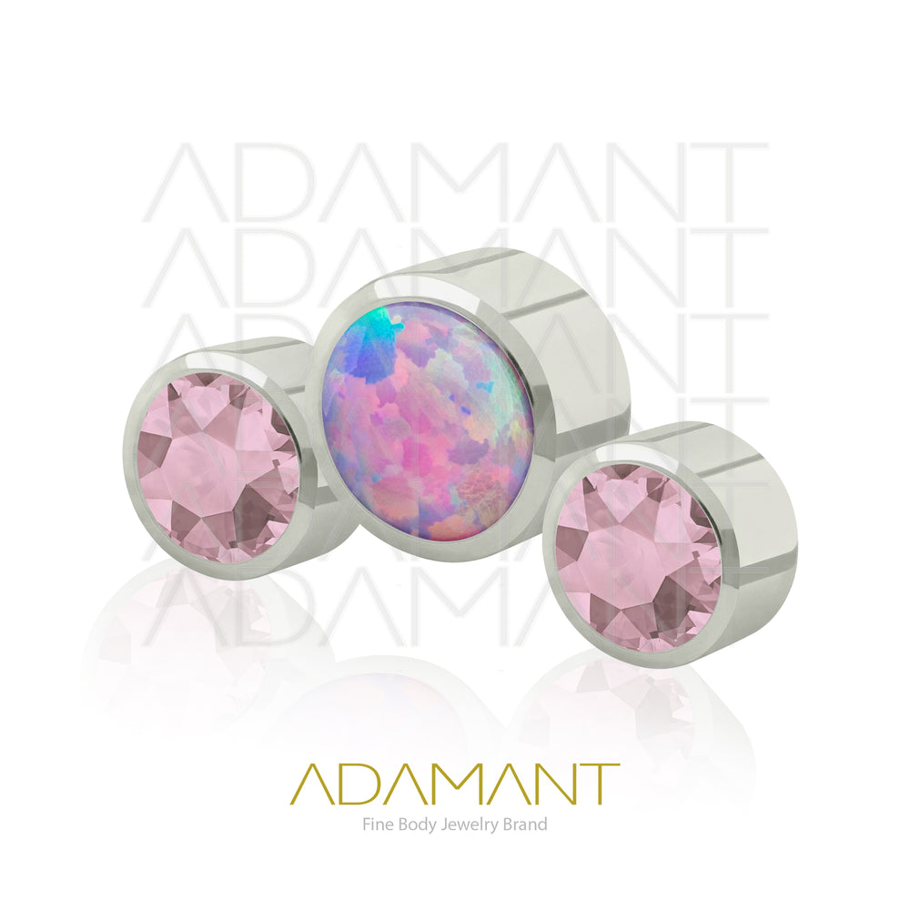 18g - 16g, Titanio Accesorio Rosca, 0.9mm Patrón de rosca, Neptuno, Bezel Set, Cubic Zirconia y Opal.