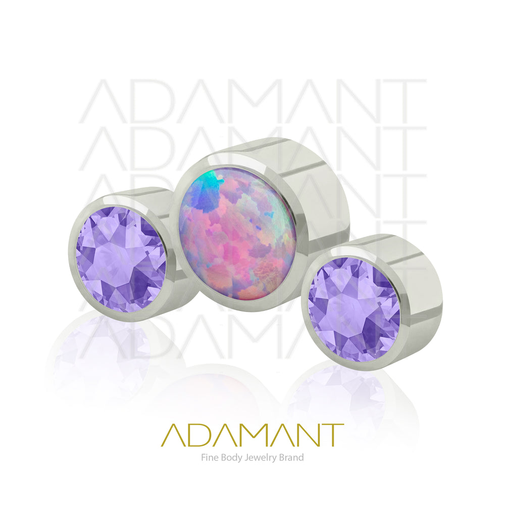 18g - 16g, Titanio Accesorio Rosca, 0.9mm Patrón de rosca, Neptuno, Bezel Set, Cubic Zirconia y Opal.
