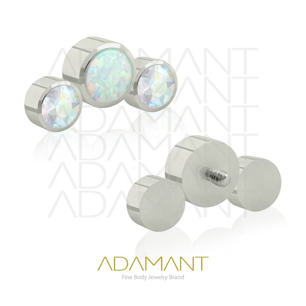 18g - 16g, Titanio Accesorio Rosca, 0.9mm Patrón de rosca, Neptuno, Bezel Set, Cubic Zirconia y Opal.