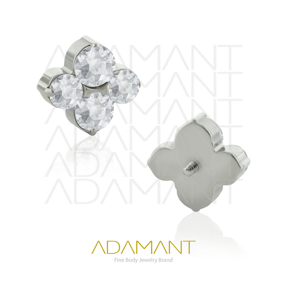 18g - 16g, Titanio Accesorio Rosca, 0.9mm Patrón de rosca, Petunia flower, Prong Set, Cubic Zirconia.