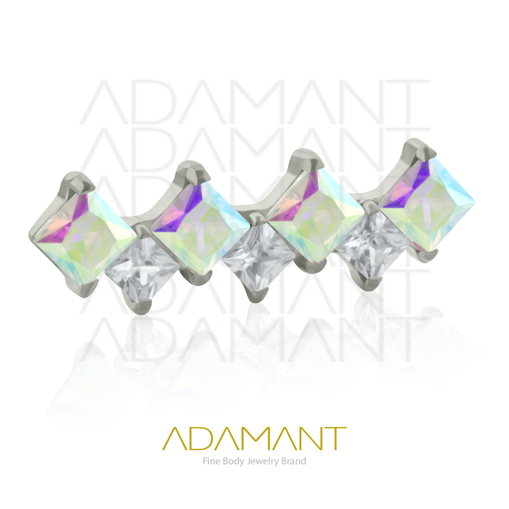 18g - 16g, Titanio Accesorio Rosca, 0.9mm Patrón de rosca, Especial Cluster, Prong Set, Cubic Zirconia.