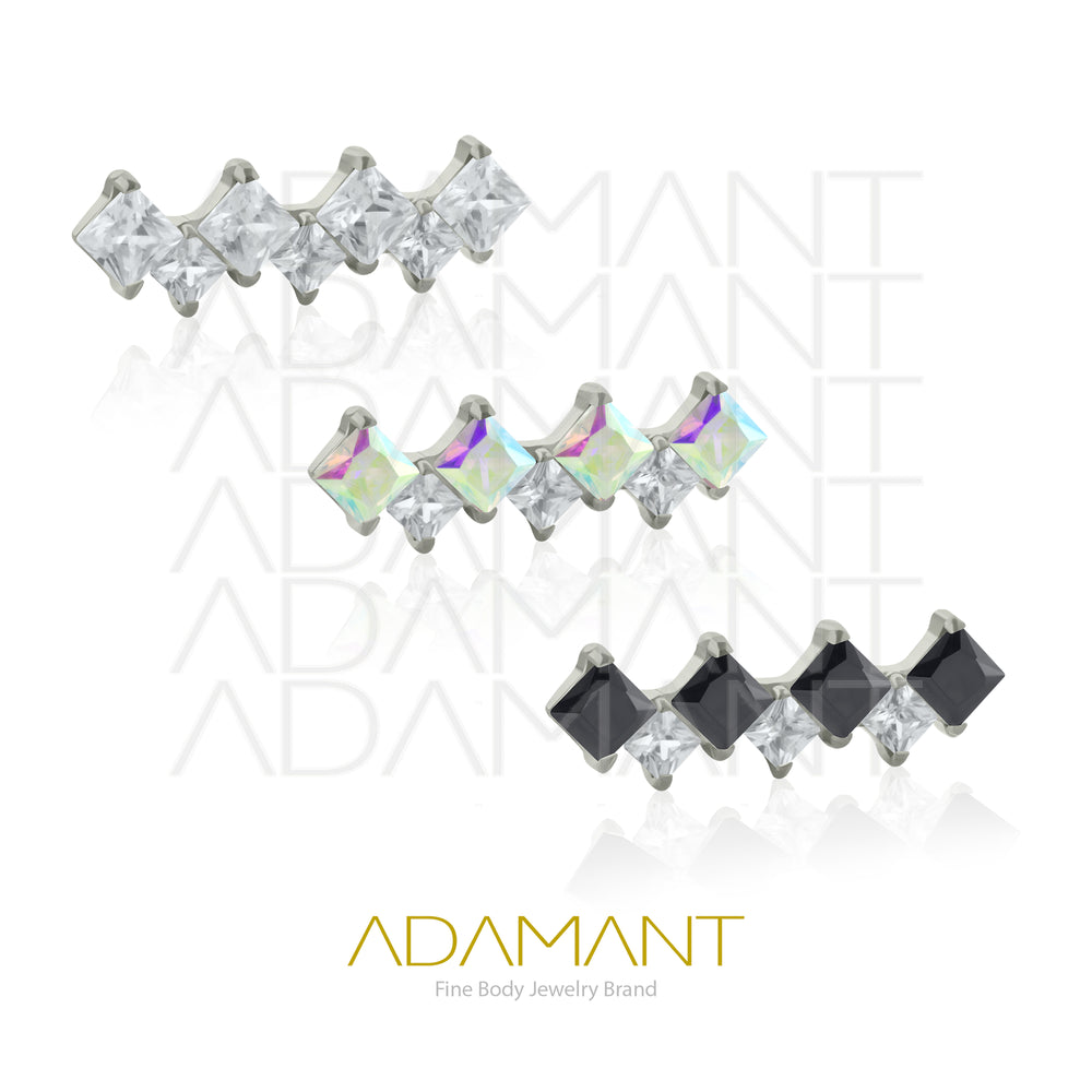 18g - 16g, Titanio Accesorio Rosca, 0.9mm Patrón de rosca, Especial Cluster, Prong Set, Cubic Zirconia.