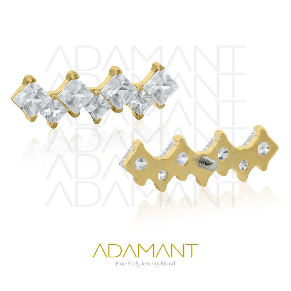 18g - 16g,Titanio Platizado Dorado Accesorio Rosca, 0.9mm Patrón de rosca, Especial Cluster, Prong Set, Cubic Zirconia.