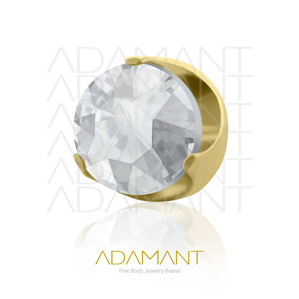 18g - 16g, Titanio Platizado Dorado, Accesorio Rosca, 0.9mm Patrón de rosca, Full Prong Set, Cubic Zirconia