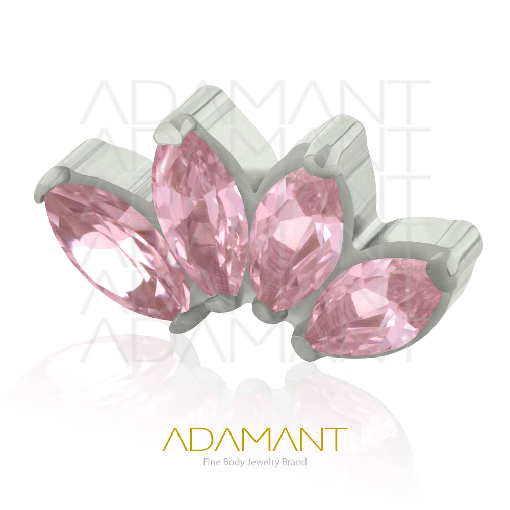 18g - 16g, Titanio Accesorio Rosca, 0.9mm Patrón de rosca, Quad Marquise, Prong Set, Cubic Zirconia.