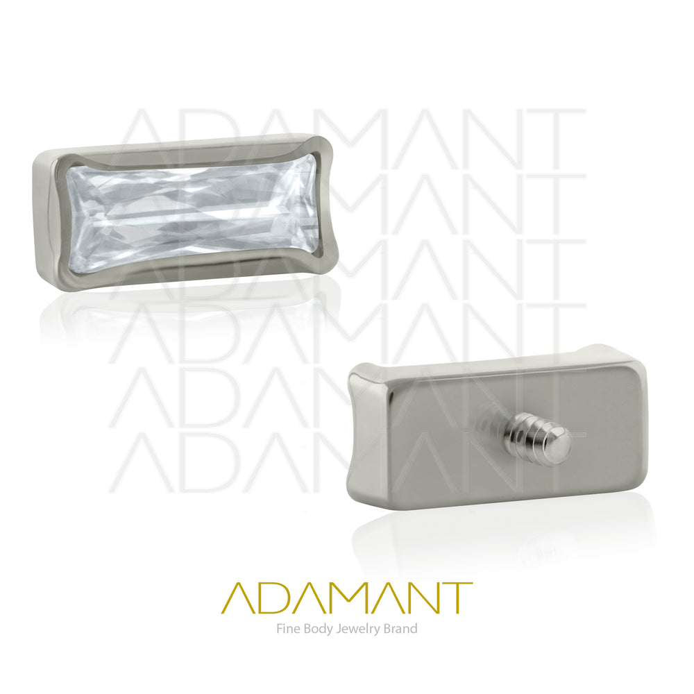 18g - 16g, Titanio Accesorio Rosca, 0.9mm Patrón de rosca, Rectángulo Full Prong Set, Cubic Zirconia.