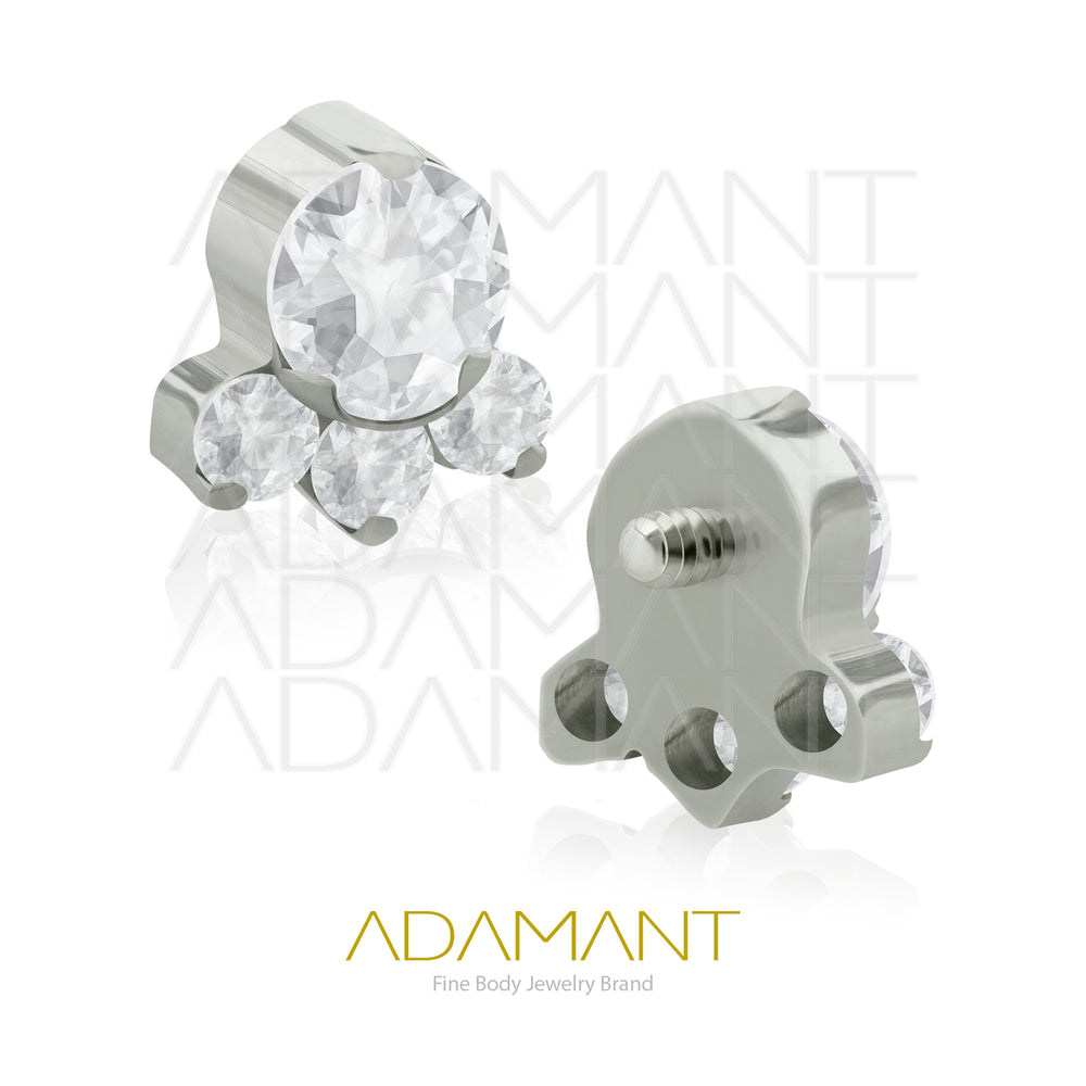 18g - 16g, Titanio Accesorio Rosca, 0.9mm Patrón de rosca, Rocket, Prong Set, Cubic Zirconia.
