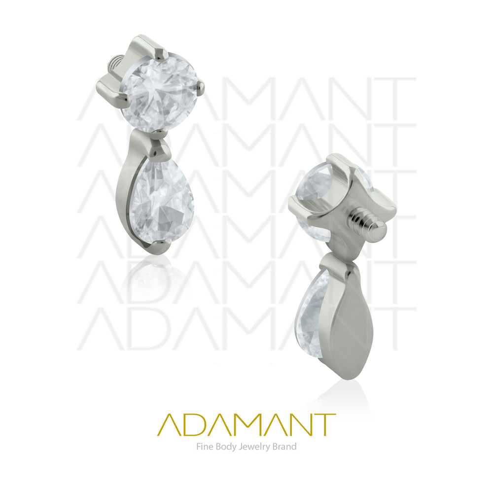 18g - 16g, Titanio Accesorio Rosca, 0.9mm Patrón de rosca, Round Teardrop, Prong Set, Cubic Zirconia.