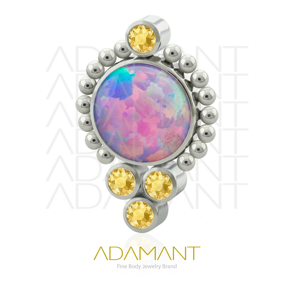 18g - 16g, Titanio Accesorio Rosca, 0.9mm Patrón de rosca, Saturn, Bezel Set, Cubic Zirconia y Opal.