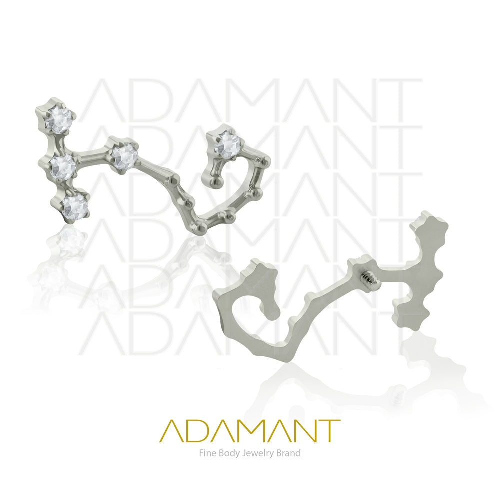 18g - 16g, Titanio Accesorio Rosca, 0.9mm Patrón de rosca, Constelación Escorpio, Prong Set, Cubic Zirconia.