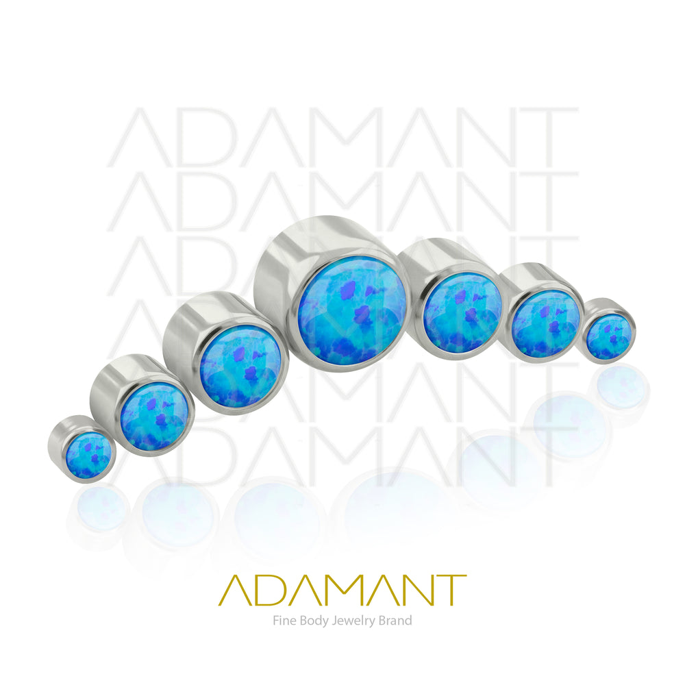 18g - 16g, Titanio Accesorio Rosca, 0.9mm Patrón de rosca, Seven Curved, Bezel Set, Opal.