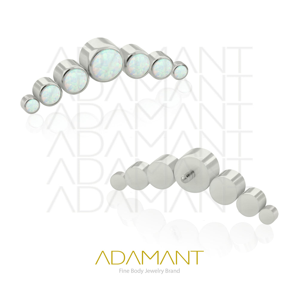 18g - 16g, Titanio Accesorio Rosca, 0.9mm Patrón de rosca, Seven Curved, Bezel Set, Opal.