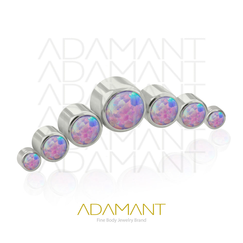 18g - 16g, Titanio Accesorio Rosca, 0.9mm Patrón de rosca, Seven Curved, Bezel Set, Opal.