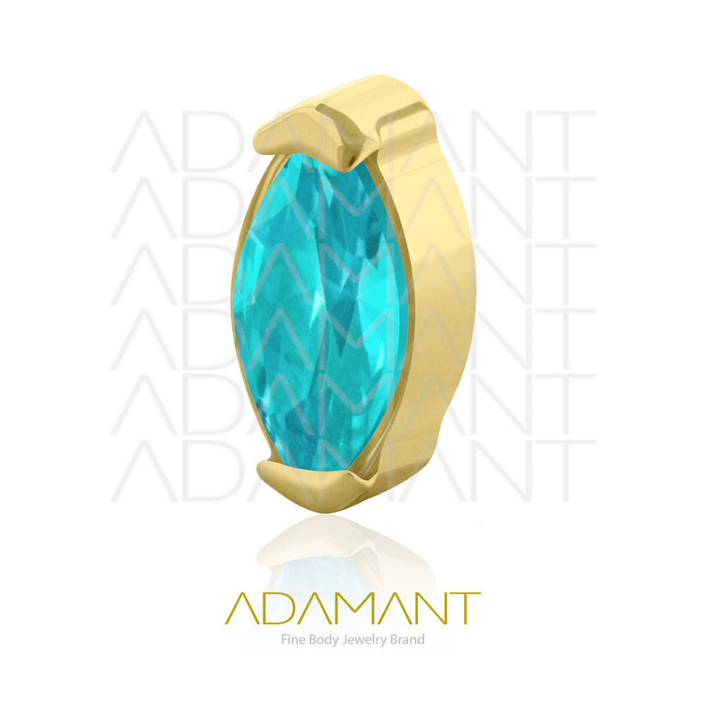 18g - 16g, Titanio Platizado Dorado Accesorio Rosca, 0.9mm Patrón de rosca, Single Marquise, Prong Set, Cubic Zirconia.